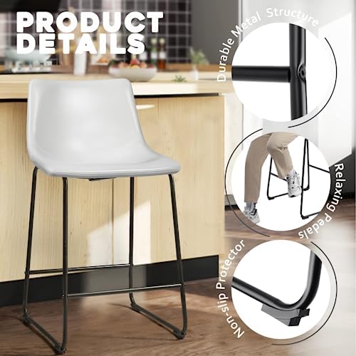 Waleaf 26 Inch Counter Height Bar Stools Set of 2, Faux Leather Bar Chairs - Image 4
