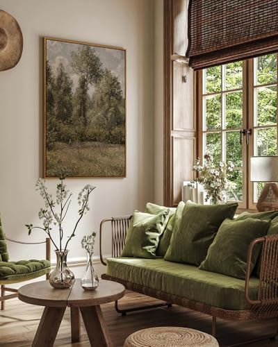 InSimSea Framed Canvas Prints Art Vintage Decor, Bushes Poplars Nature Landscape Paintings, Large Prints, Farmhouse Decor, Classical Wall Decorations for Bedroom Living Room Bathroom, 24"x36" - Image 3