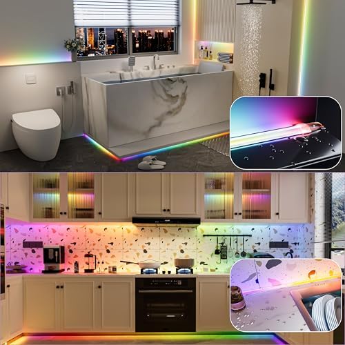PAUTIX IP65 Waterproof RGB Smart IC COB LED Strip Light Addressable 16.4ft/5m,24V Color Flowing Strip Light Multicolor Flexible Tape Lights for TV,Room,Party DIY Decoration(Without Controller&Adapter) - Image 4