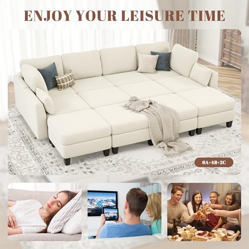 Sectional Sleeper Sofa 6 Seaters Modular Sleeper Sofa Couch - Image 5