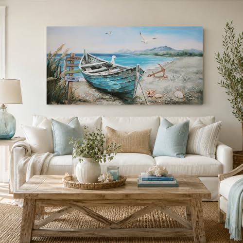 Anolyfi Nautical Wall Art Decor Coastal Artwork for Living Room 40"x20" - Image 6