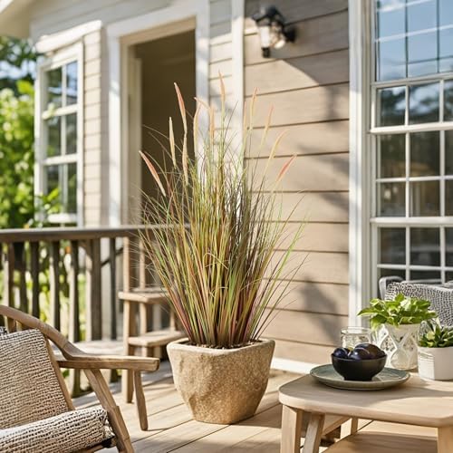 KOL 3ft 2-Pack Artificial Cattail Reed Grass, 35in Indoor Fake Onion Grass - Image 4