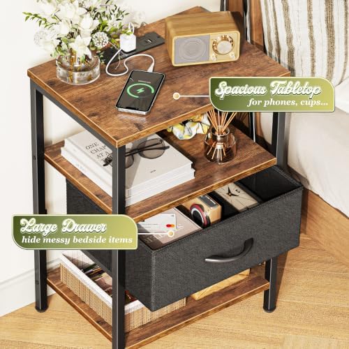 SUPERJARE Nightstand with Charging Station, USB-C Port, Bedside Table - Image 5