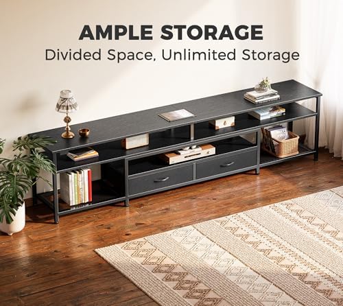 Huuger 79 Inch LED TV Stand with Power Outlets for 85 90 Inch TV - Image 4