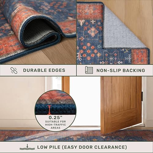 Navy Blue Washable 10 ft Long Runner for Kitchen Floor - 2'6"X10' Runner Rug for Hallway, Entryway, Pet Friendly Waterproof Non Slip with Rubber Backing, Stain Resistant Area Rug - Image 5