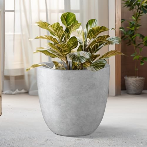 Kante Pale Gray Concrete Planter 18" Dia All-Weather Round Large Pot - Image 6