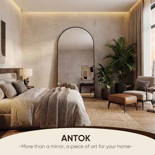Antok 68" x26” Arched Full Length Mirror, Floor Mirror with Stand,Black - Image 4