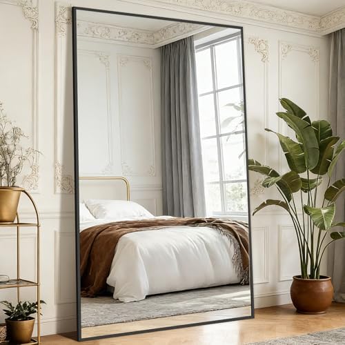 Mirrorons 82"x44" Black Full Length Mirror, Large Floor Mirror with Stand - Image 2
