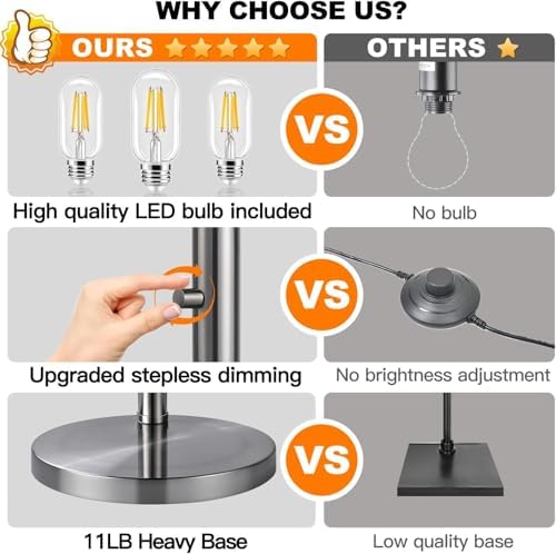 Dimmable Floor Lamp, 3 Lights Sliver Arc Floor Lamp, Modern Tall Standing Tree Lamp with White Linen Shades & Heavy Base, 3000LM LED Bulbs, Bright Lighting for Living Room, Bedroom, Office & Reading - Image 4