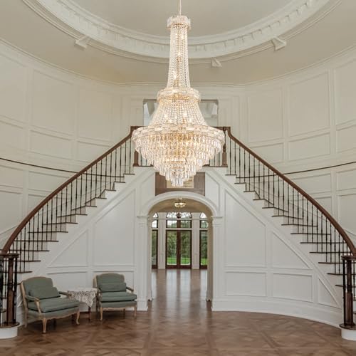 25-Light Gold Crystal Chandelier, 3-Layer High Ceiling Hanging Chandeliers Modern Large Chandeliers Light Fixture for High Ceilings,Entryway,Foyer,Staircase,Hallway,Living Room(H60 x D31) - Image 7