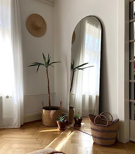 Floor Mirror, 64"x21" Black Full Length Mirror, Arched Mirrors Full Length, Freestanding Mirrors, Arch Floor Length Mirror with Thin Aluminum Frame Hanging or Leaning, Wall Mounted Mirror for Bedroom - Image 2