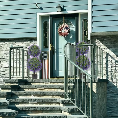 GTIDEA 2 Pcs 40" Topiary Trees Artificial Outdoor Lavender Plant with Pot - Image 6