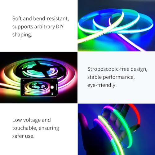 COB RGB Smart IC Strip Lights 40FT Color Flowing Strip Light - Image 5