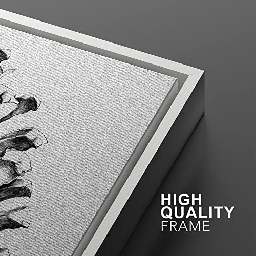 SIGNWIN Framed Canvas Print Wall Art Set Black & White Forest Woodland Pinecone Nature Wilderness Illustrations Modern Art Rustic Relax/Calm for Living Room, Bedroom, Office - 24"" x36 x2 White - Image 4