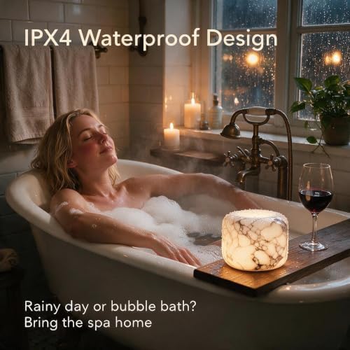 Natural Marble Table Lamp, Rechargeable Slap Bedside Lamp, 3 Way Dimmable USB-C Night Light, IPX4 Water Resistant Cordless Warm LED Lamp for Bedroom Desk Camping, Home Decor for Living Rooms - Image 4