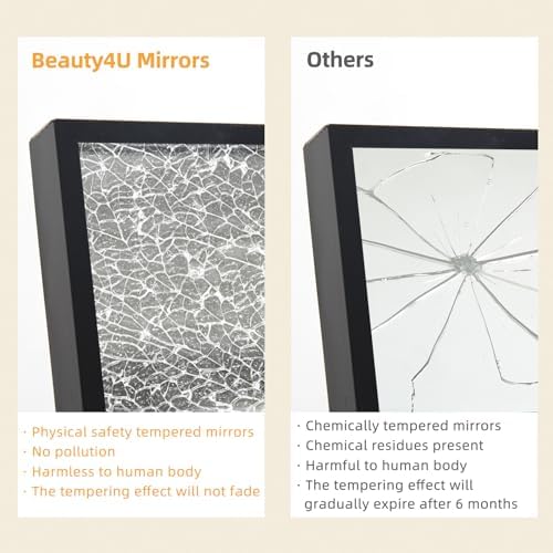 Beauty4U 79" x 39" Full Length Mirror with Stand, Black Large Floor Mirror - Image 5
