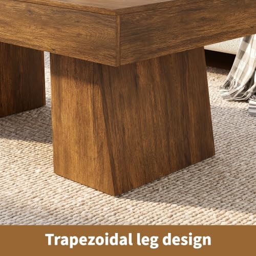 Farmhouse Coffee Table,Living Room Table,47 Inches Coffee Table with Thick Base, Accent Center Table for Living Room, Lounge,Tea Room Or Study,Rustic Brown Color - Image 7