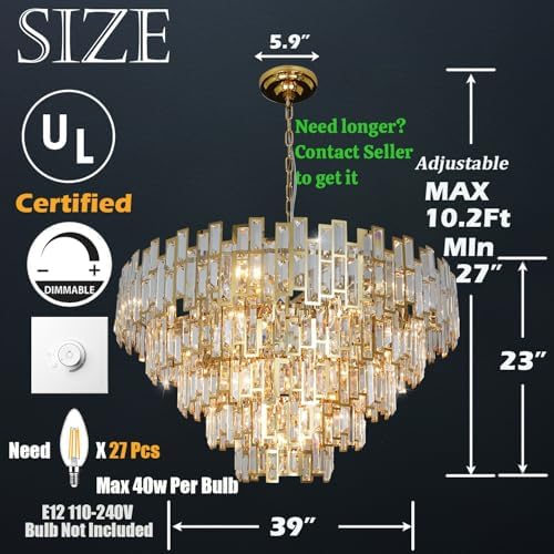 Large Modern Crystal Chandelier Foyer Entryway High Ceiling Big - Image 5