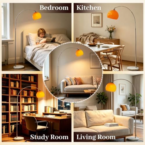 Arc Floor Lamp, Mid Century Orange Arch Standing Lamps Sunset Retro Arched Floor Lamp Curved for Bedroom Living Room - Image 5