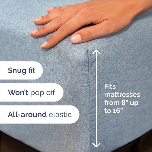 Full Size 4 Piece Sheet Set - Breathable & Cooling Sheets - Heathered Blue - Image 3