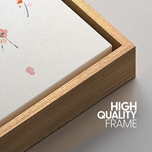 NWT Framed Canvas Print Wall Art Japanese Style Cherry Blossoms on Tree Branch Floral Plants Illustrations Modern Art Rustic Scenic Colorful Pastel for Living Room, Bedroom, Office - 16"x24" Natural - Image 4