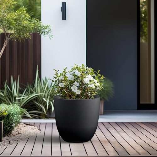 Kante Large Round Bowl Black Concrete Planter 18" Dia, Outdoor - Image 5