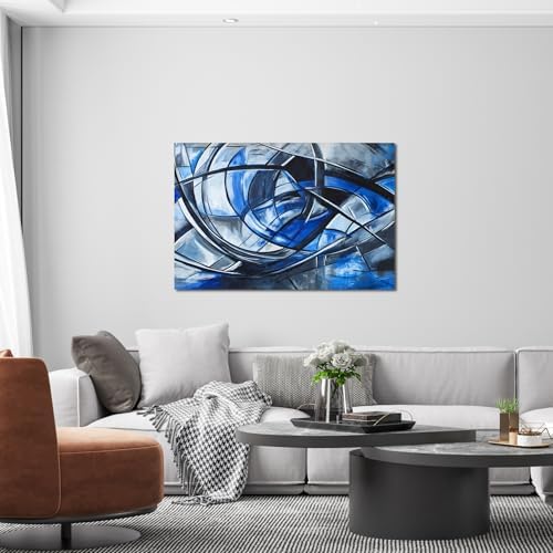 Abstract Wall Art Decor Modern Wall Art Pictures for Living Room Abstract Canvas Art Wall Decor Blue Wall Art Prints Black and White Wall Art Decor Artwork for Walls Home Office Decorations 32" X 48" - Image 6