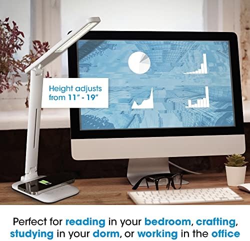OttLite Charge Up LED Task Lamp with USB and Wireless Charging, White - Image 6