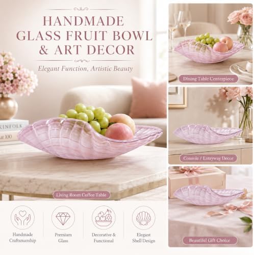 Hand Blown Glass Bowl Decorative Dish Fruit Bowl Home Decor - Image 4