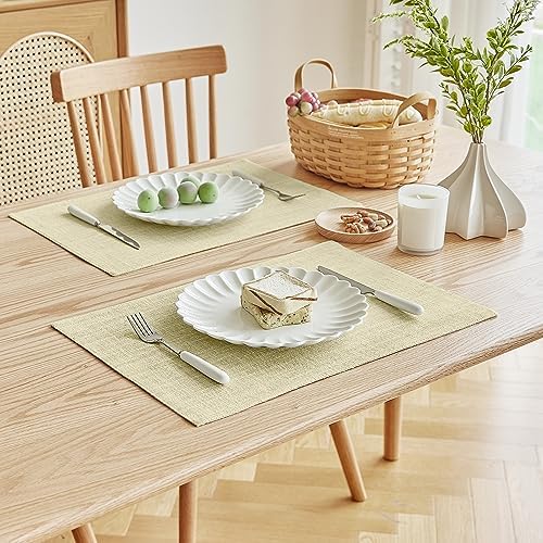 Softalker Faux Linen Cloth Placemats Set of 6-12 x 18 Inch, Light Linen - Image 2