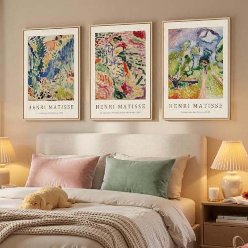 Large Framed Matisse Colorful Canvas Wall Art for Living Room, 3 Piece - Image 2