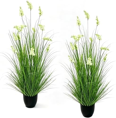 4 Ft White Artificial Hyacinth Flowers, 2 Pack, Potted Faux Plants by Unknown