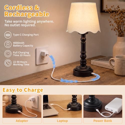 ShineTech 14" Small Table Lamps for Bedroom Rechargeable Cordless, Set of 2 - Image 4