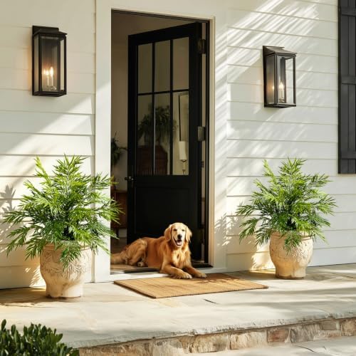 2 Pack Artificial Fern Plants in Pots Artificial Boston Ferns Potted Plants Faux Fern Bush Plant Shrubs Greenery for Outdoor Indoor Porch Patio Farmhouse Garden Living Room Office Table Decor (Type 3) - Image 5