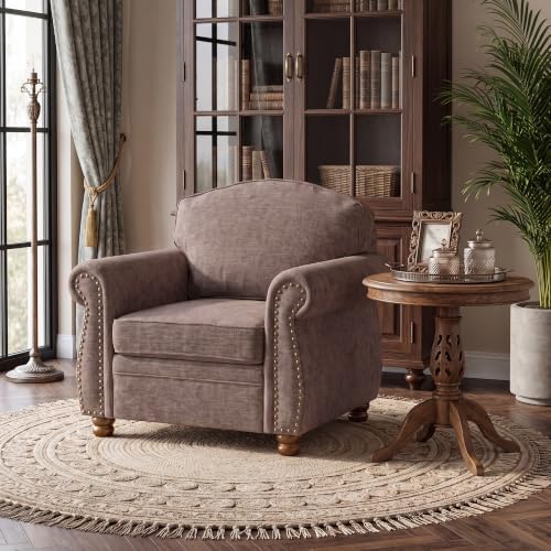 Traditional Oversized Accent Reading Chair, 41.3", Chenille, Brwon - Image 5