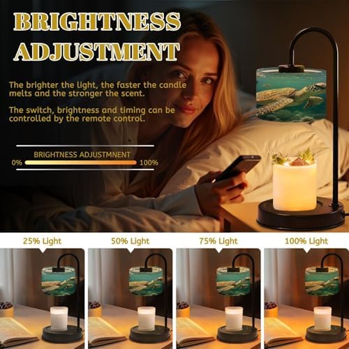 Candle Warmer Lamp with Timer Hyper Realistic Sea Turtle Navigating Vibrant Coral Dimmable Wax Warmer with 4 Bulbs for Jar Candles Women Birthday Gifts House Warming New Home Decor - Image 3