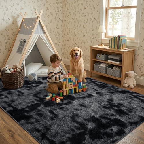 6x9 Large Tie-dye Dark Grey Area Rug Washable Non-Slip for Living Room - Image 3