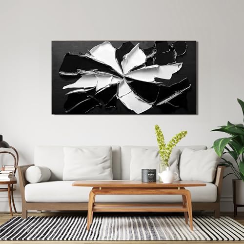Abstract Wall Art Decoration Modern Wall Art Pictures for Living Room Abstract Canvas Art Wall Decor Minimalist Black and White Wall Art Prints Flowers Artwork for Walls Office Home Decor 20"X40" - Image 5