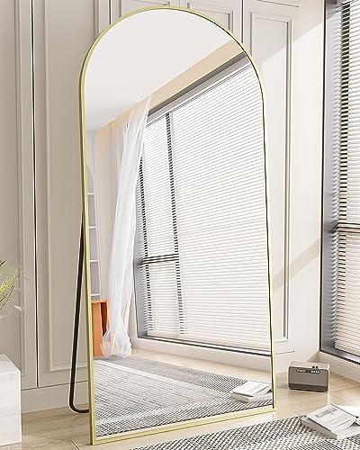 Koonmi 34"x76" Arched Full Length Mirror, Gold Large Floor Mirror with Aluminum Alloy Frame, Standing, Hanging or Leaning Wall-Mounted Vanity Mirror for Living Room and Bedroom - Image 5