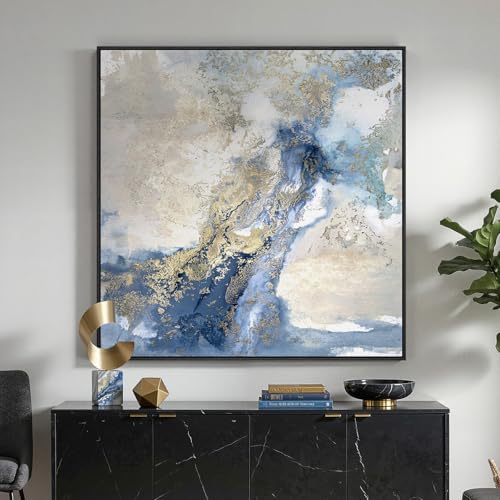 Extra Large Framed Blue Abstract Wall Art Decor for Living Room, 40x40 In by Cuspin