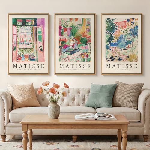 Large Framed Matisse Colorful Canvas Wall Art for Living Room, 3 Piece by Cuspin