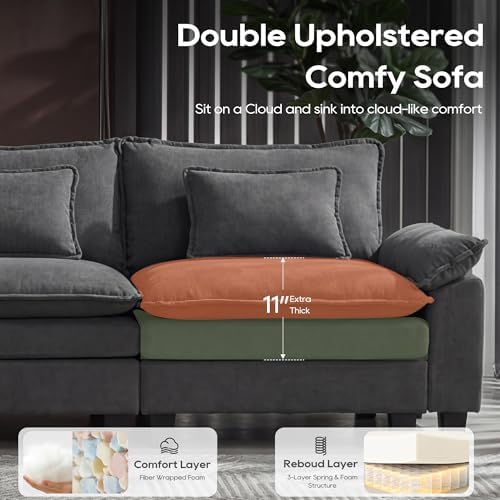 URRED Oversized Modular Sectional Sofa，Dark Gray：122" U Shaped - Image 3