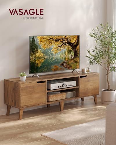 VASAGLE TV Stand with Power Outlet, Entertainment Center with LED Light - Image 2
