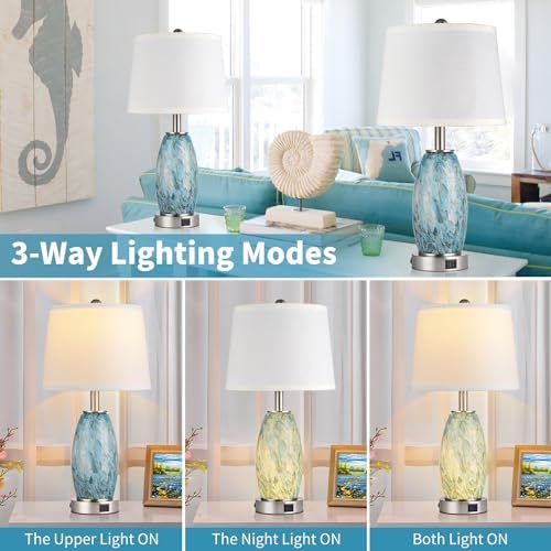 Lovlast 23.5" Coastal Modern Table Lamps Set of 2 for Living Room Bedroom - Image 2