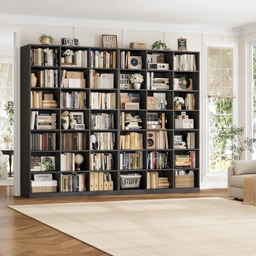 HOSTACK 86" H Triple Wide Bookshelf and Bookcase, Large Book Shelves, Black - Image 4