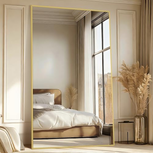 Mirrorons 76"x44" Gold Full Length Mirror, Large Floor Mirror with Stand - Image 2