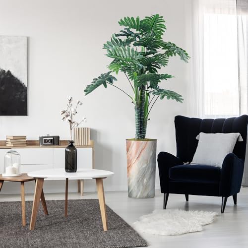 Artificial Tree in Modern Granite Effect Planter, Fake Philodendron Tree Silk Tree for Indoor and Outdoor Home Decoration - 70" Overall Tall (Plant Pot Plus Tree) by SIGNWIN