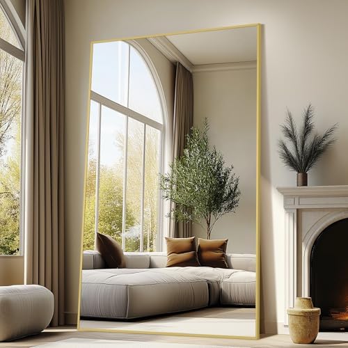 Mirrorons 72"x44" Gold Full Length Mirror, Large Floor Mirror with Stand - Image 3