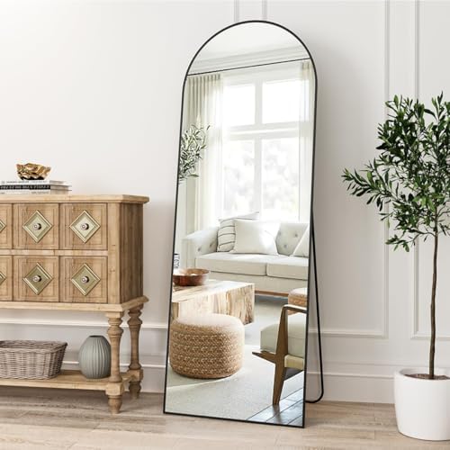 Dewfig Arched Full Length Mirror, 58"X18" Large Full Body Mirror, Black - Image 4