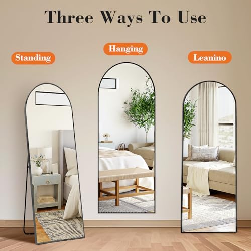 OLIXIS Arched Full Length Mirror with Stand, 60"x16" Full Body Mirror - Image 4